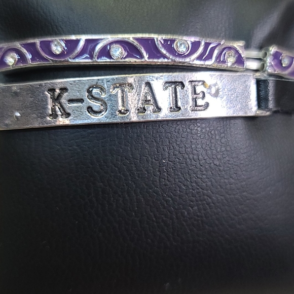 K - STATE  2 Bracelets.  1 Purple/ 1 Leather - Picture 3 of 6